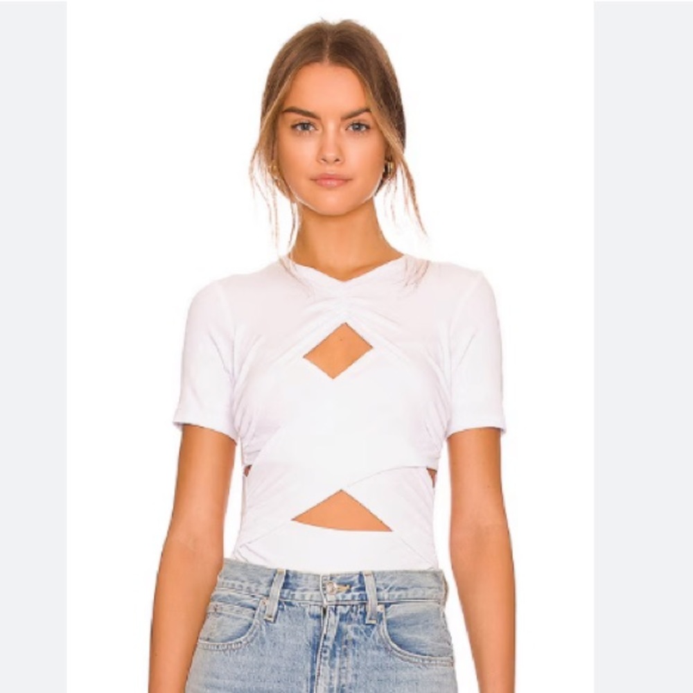 LNA White Eternity Rib Wrap Tee NWT sz XS